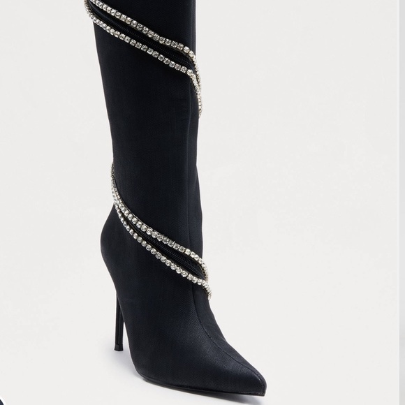 Fashion Nova Denim Rhinestone Trim Boots - Picture 2 of 5